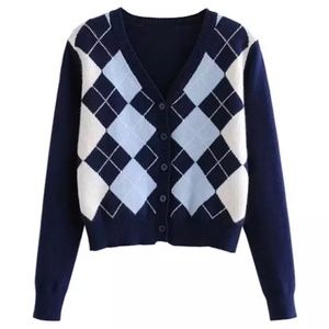 YesStyle Cropped Argyle Sweater